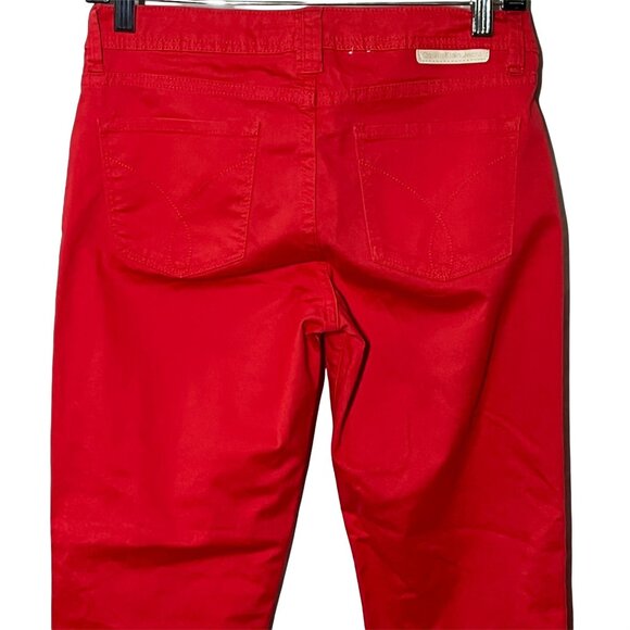 Calvin Klein Skinny Crop Pants Red Stretch Denim Women’s Size 2 - Picture 8 of 9